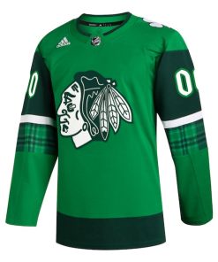 Alternative view of Chicago Blackhawks adidas St. Patrick's Day Authentic Custom Jersey - Kelly Green