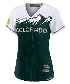 Alternative view of Colorado Rockies Nike Women's City Connect Replica Team Jersey - White/Forest Green
