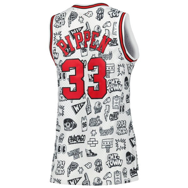Scottie Pippen Chicago Bulls Women's 1997 Doodle Swingman Jersey - White - Image 3
