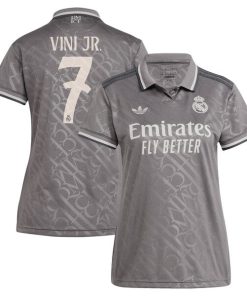 Vini Jr. Los Merengues adidas Originals Women's 2024/25 Third Replica Player Jersey - Charcoal/White
