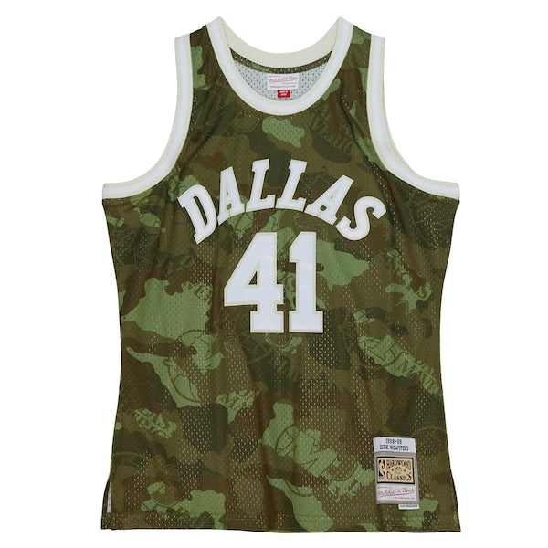 Dirk Nowitzki Dallas Mavericks Hardwood Classics 1998/99 Ghost Green Swingman Jersey - Camo - Image 2