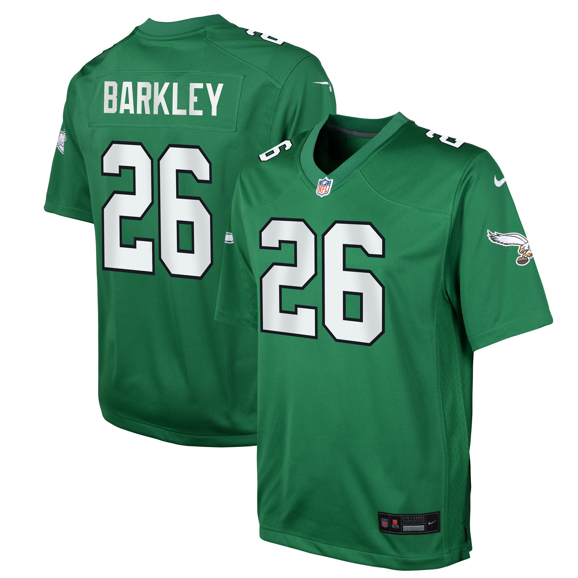 Saquon Barkley Philadelphia Eagles Nike Youth Game Jersey - White/Green/Black/Kelly Green - Image 10