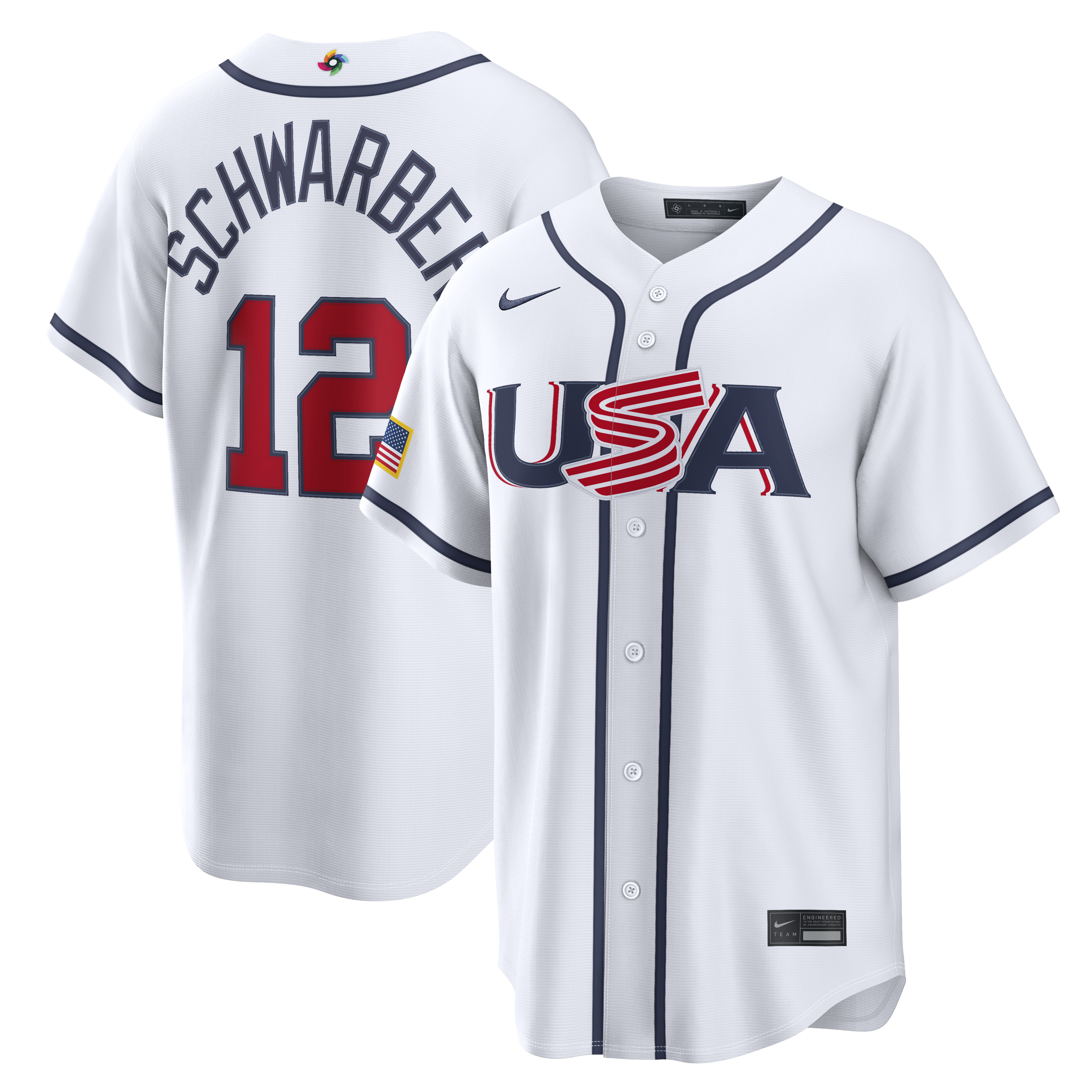 Men's USA Baseball Kyle Schwarber Nike 2026 World Baseball Classic Road Stadium Jersey - Navy/White - Image 2
