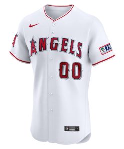 Alternative view of Los Angeles Angels Nike Home Elite Custom Patch Jersey - White