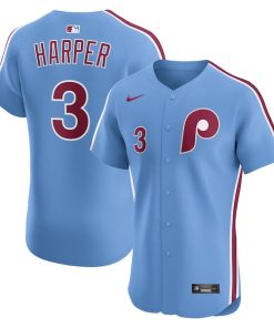 Alternative view of Bryce Harper Philadelphia Phillies Nike Alternate Elite Jersey - Light Blue/Cream/White