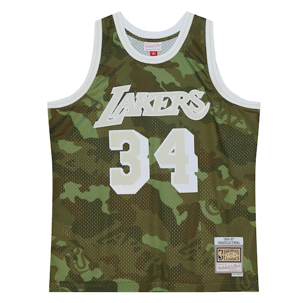 Shaquille O'Neal Los Angeles Lakers Hardwood Classics 1996/97 Ghost Green Swingman Jersey - Camo - Image 5