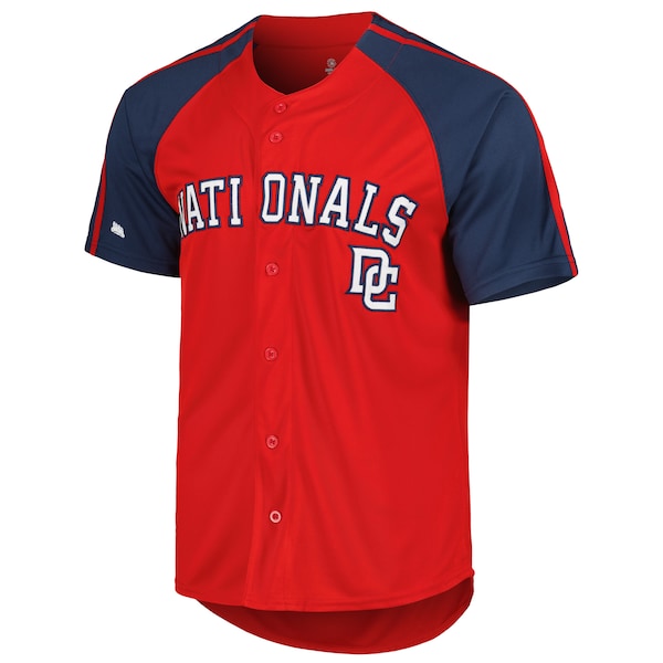 Washington Nationals Stitches Button-Down Raglan Fashion Jersey - Red - Image 2