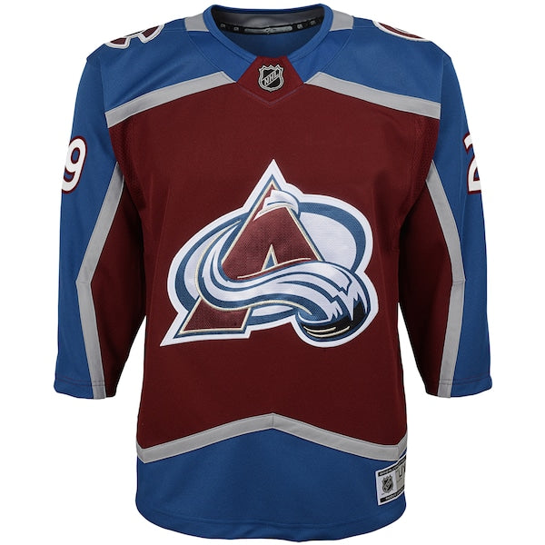 Nathan MacKinnon Colorado Avalanche Youth Premier Player Jersey - Burgundy/Navy - Image 2