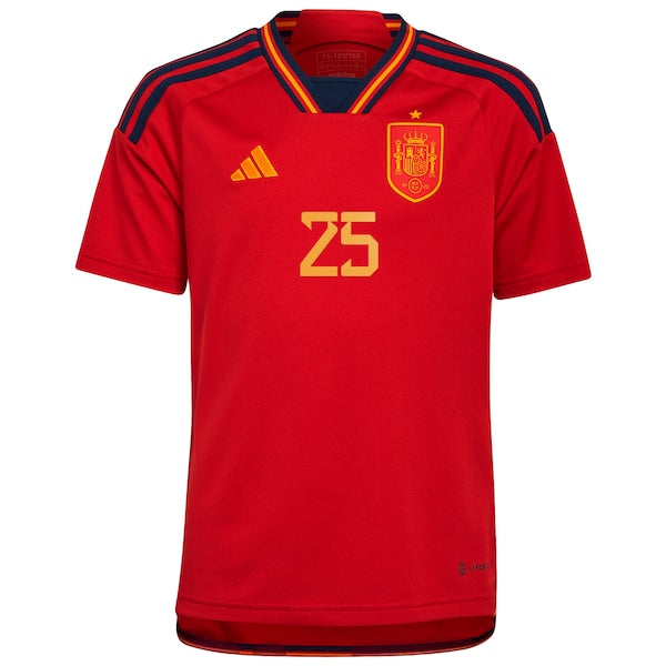 Ansu Fati Spain National Team adidas Youth 2022/23 Home Replica Jersey - Red - Image 2