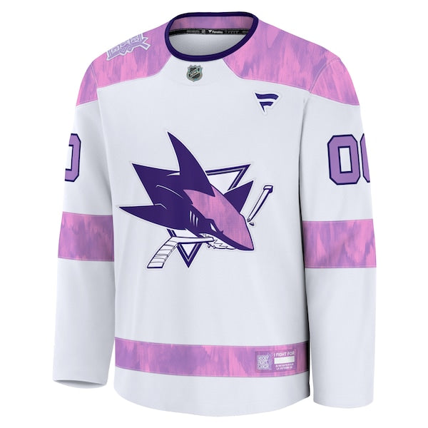 San Jose Sharks 2024 Hockey Fights Cancer Custom Practice Jersey - White - Image 3