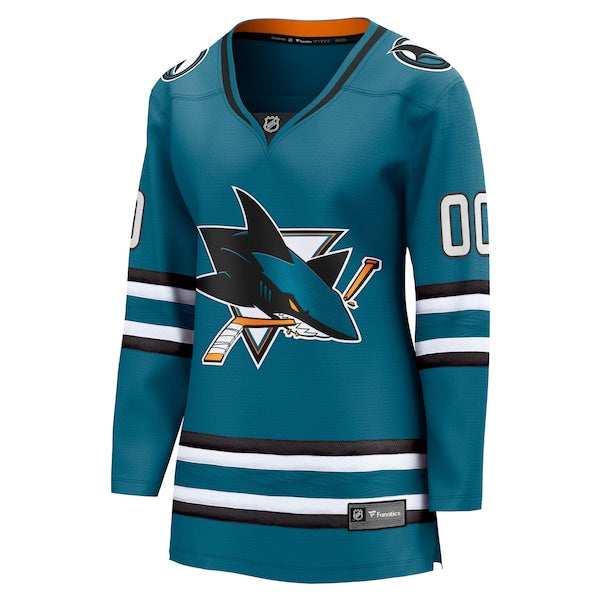 San Jose Sharks Women's Home Breakaway Custom Jersey - Teal - Image 2
