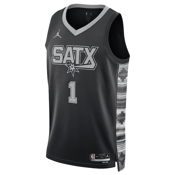 Victor Wembanyama San Antonio Spurs Jordan Brand Unisex Swingman Jersey - Statement Edition - Black - Image 2