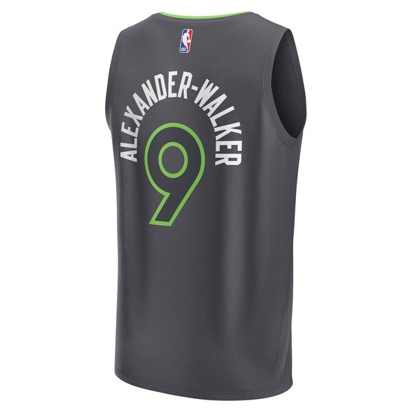 Nickeil Alexander-Walker Minnesota Timberwolves Youth Fast Break Replica Player Jersey - Statement Edition - Black - Image 3