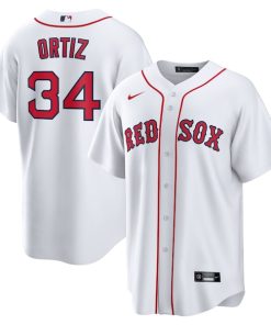 Alternative view of David Ortiz Boston Red Sox Nike Home Replica Player Jersey - White/Gray/Navy/Red