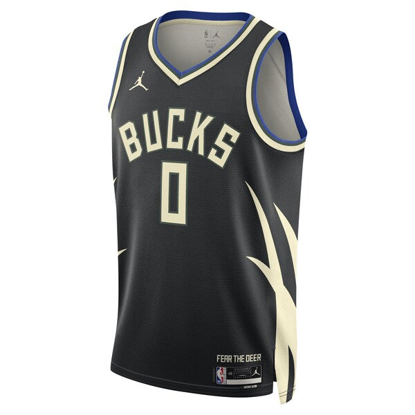 Damian Lillard Milwaukee Bucks Jordan Brand Unisex Swingman Player Jersey - Statement Edition - Black - Image 2