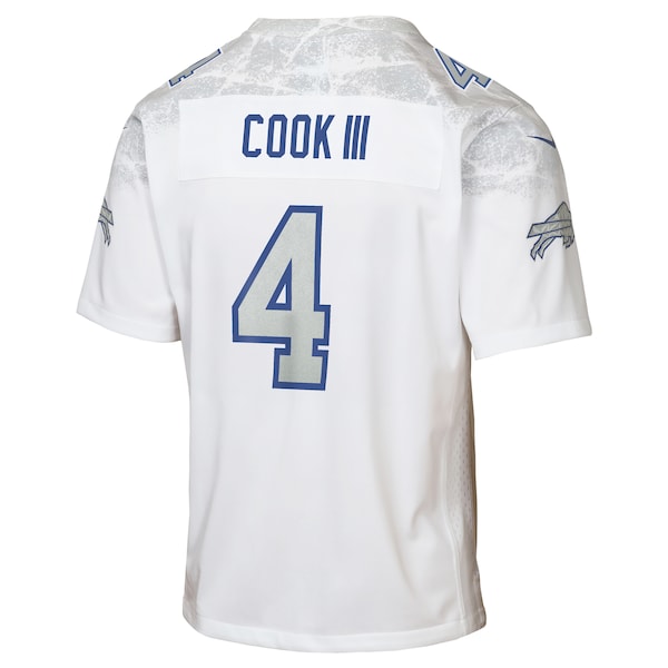James Cook III Buffalo Bills Nike Youth 2025 Rivalries Collection Game Jersey - White - Image 3