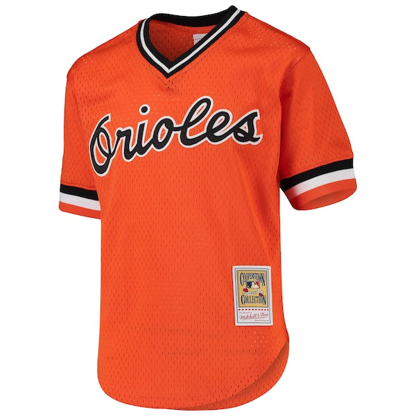 Cal Ripken Jr. Baltimore Orioles Youth Cooperstown Collection Mesh Batting Practice Jersey - Orange - Image 2