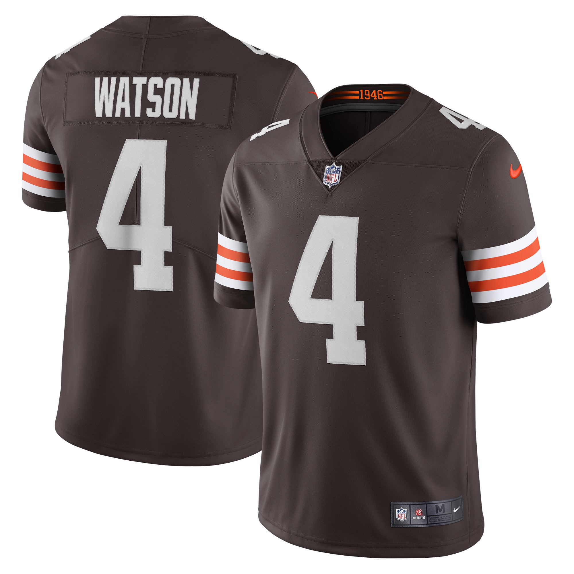 Deshaun Watson Cleveland Browns Nike 2020 Vapor Limited Jersey - White/Brown - Image 6