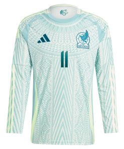 Alternative view of Santiago Gim¨¦nez Mexico National Team adidas 2024 Away Replica Player Long Sleeve Jersey - Green