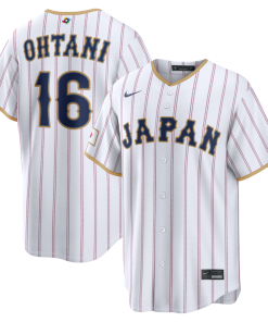Alternative view of Shohei Ohtani Japan Baseball Nike 2026 World Baseball Classic Home Stadium Jersey - White/Navy