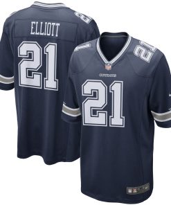 Alternative view of Ezekiel Elliott Dallas Cowboys Nike Alternate Game Jersey - White/Navy