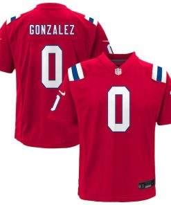 Alternative view of Christian Gonzalez New England Patriots Nike Youth Alternate Game Jersey - Red/Navy