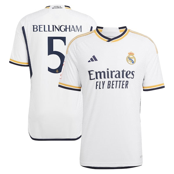 Jude Bellingham Los Merengues adidas 2023/24 Home Authentic Jersey - White/Navy - Image 2