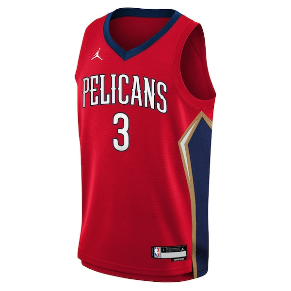 C.J. McCollum New Orleans Pelicans Jordan Brand Youth Swingman Jersey - Statement Edition - Red - Image 2