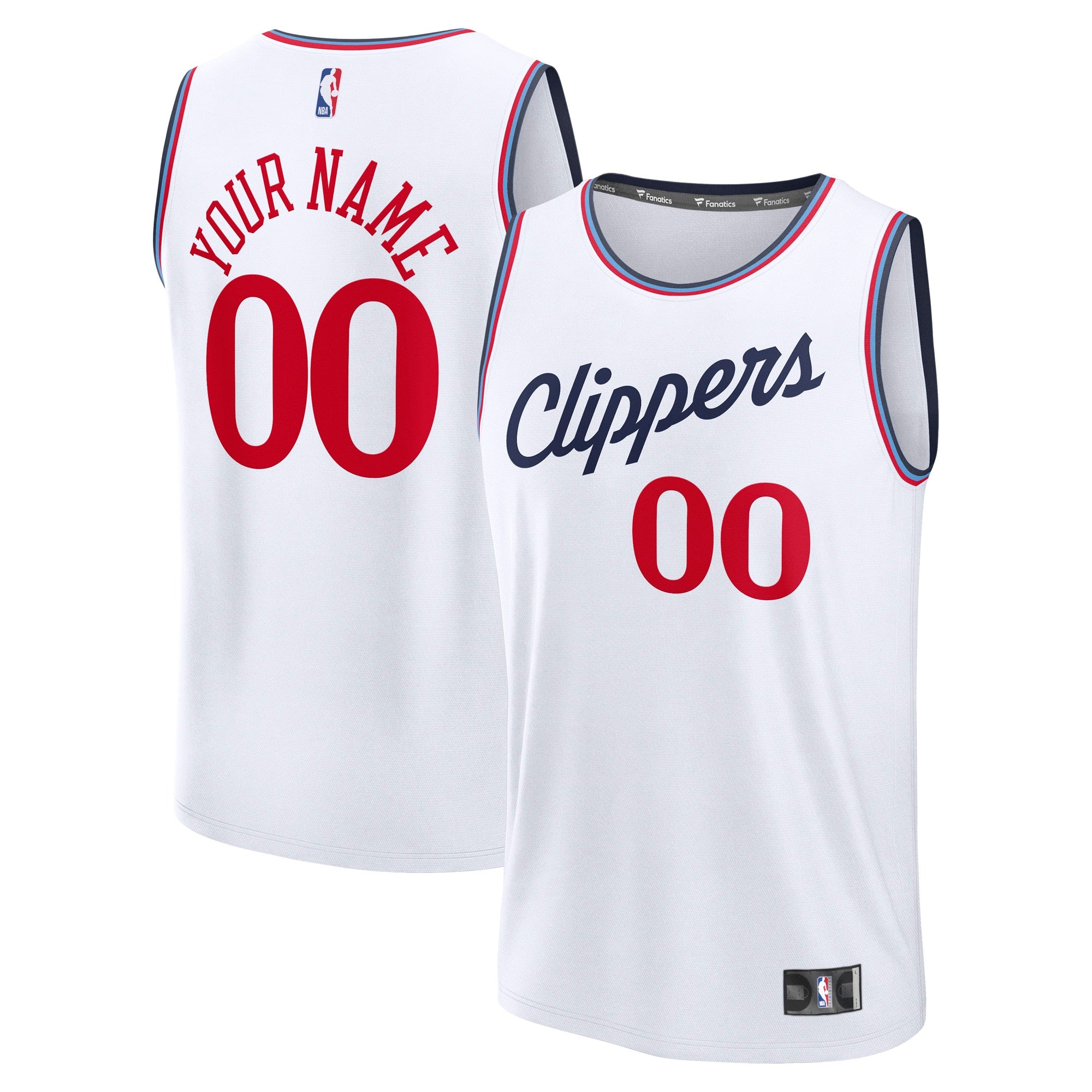 LA Clippers Fast Break Custom Jersey - Statement Edition - Red/White/Navy - Image 5