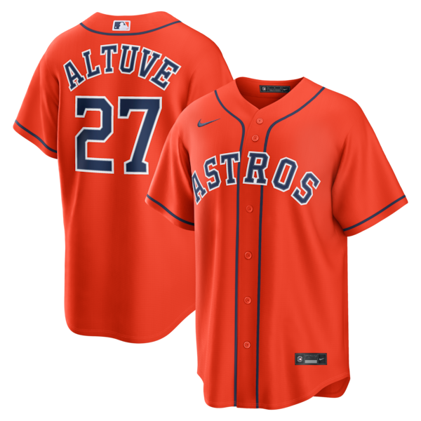 Jose Altuve Houston Astros Nike Alternate Replica Jersey - Orange/Gray - Image 2