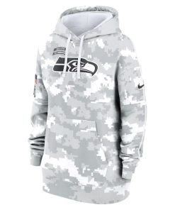 Alternative view of Seattle Seahawks Nike Women's 2024 Salute To Service Club Fleece Pullover Hoodie - Arctic Camo