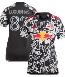 Luquinhas New York Red Bulls adidas Women's 2024 Freestyle Replica Player Jersey - Black