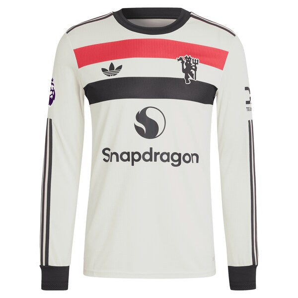 Bruno Fernandes Manchester United adidas Originals 2024/25 Third Authentic Long Sleeve Jersey - Cream - Image 3