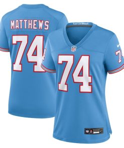 Alternative view of Bruce Matthews Tennessee Titans Nike Women's Oilers Throwback Retired Player Game Jersey - Light Blue/Navy
