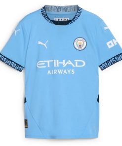 Alternative view of Kevin De Bruyne Manchester City Puma Youth 2024/25 Home Replica Player Jersey - Light Blue