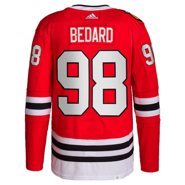 Connor Bedard Chicago Blackhawks adidas 2023 NHL Draft Home Primegreen Player Jersey - Red - Image 3