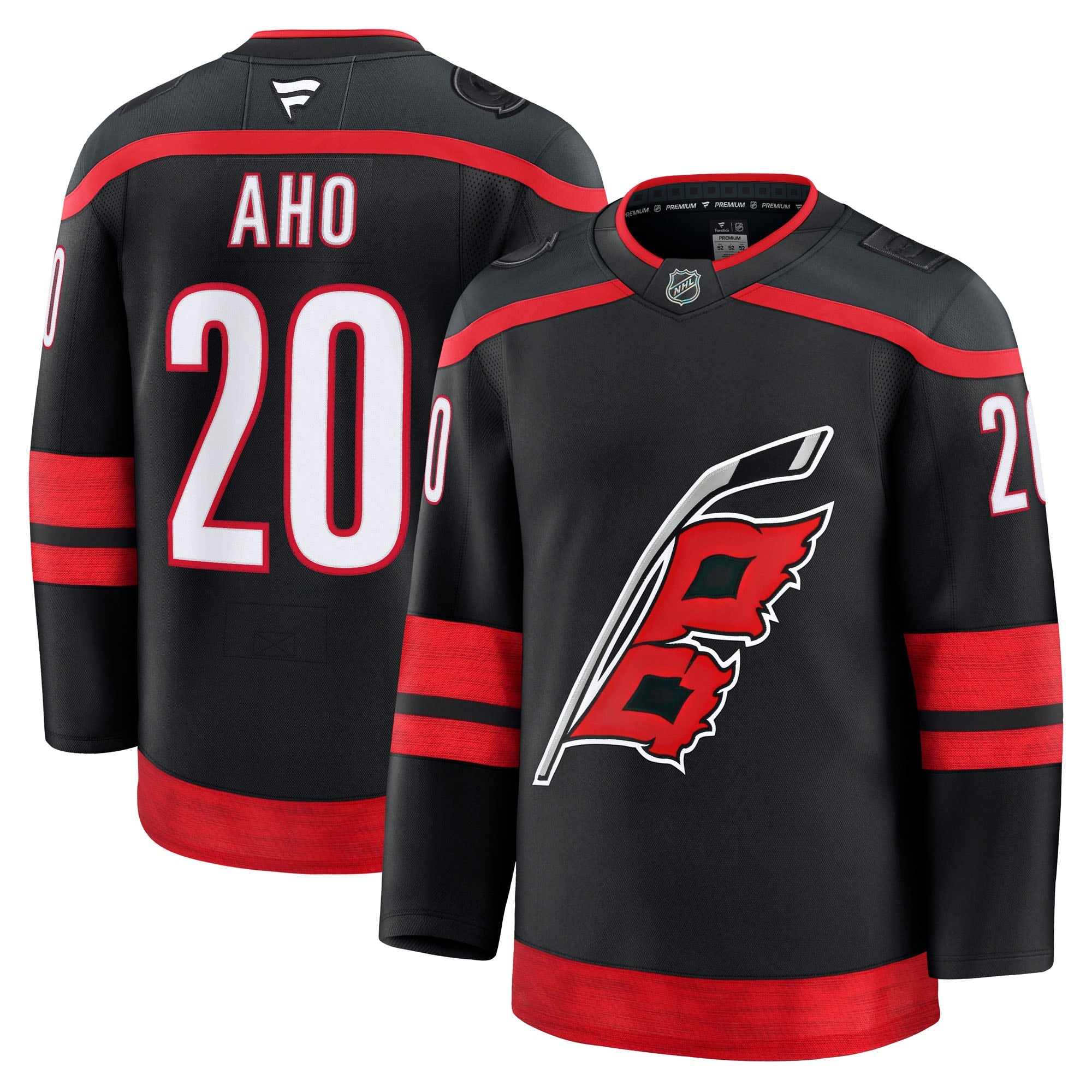 Sebastian Aho Carolina Hurricanes Away Premium Jersey - White/Black/Red - Image 10
