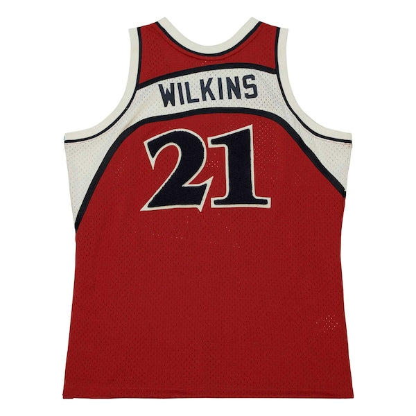 Dominique Wilkins Atlanta Hawks 1986/87 Hardwood Classics Off-Court Swingman Jersey - Red - Image 3