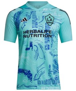 Alternative view of LA Galaxy adidas 2024 One Planet Replica Jersey - Green