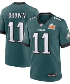 Alternative view of A.J. Brown Philadelphia Eagles Nike Super Bowl LIX Game Player Jersey - Midnight Green