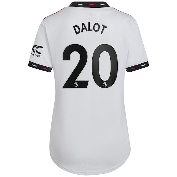 Diogo Dalot Manchester United adidas Women's 2022/23 Away Replica Player Jersey - White - Image 3