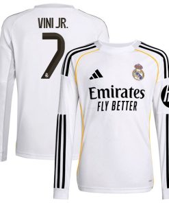 Vini Jr. Los Merengues adidas Youth 2025/26 Home Replica Long Sleeve Jersey - White