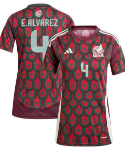 Edson Alvarez Mexico National Team adidas Women's 2024 Home Replica Player Jersey - Burgundy/Green