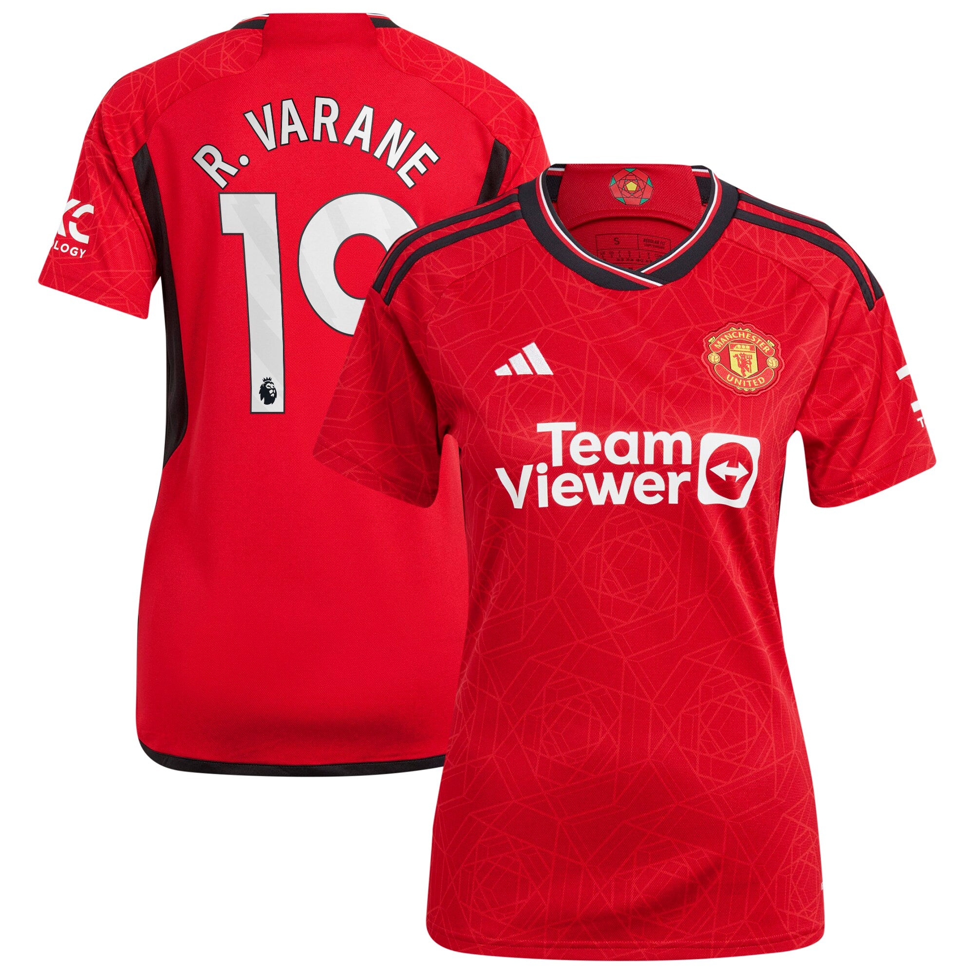 Raphael Varane Manchester United adidas Women's 2023/24 Away Replica Player Jersey - Green/Red - Image 11