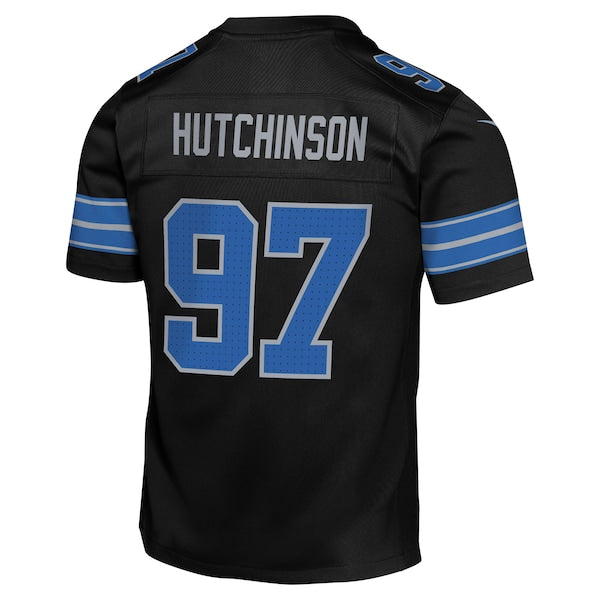 Aidan Hutchinson Detroit Lions Nike Youth Alternate Player Game Jersey - Black - Image 4