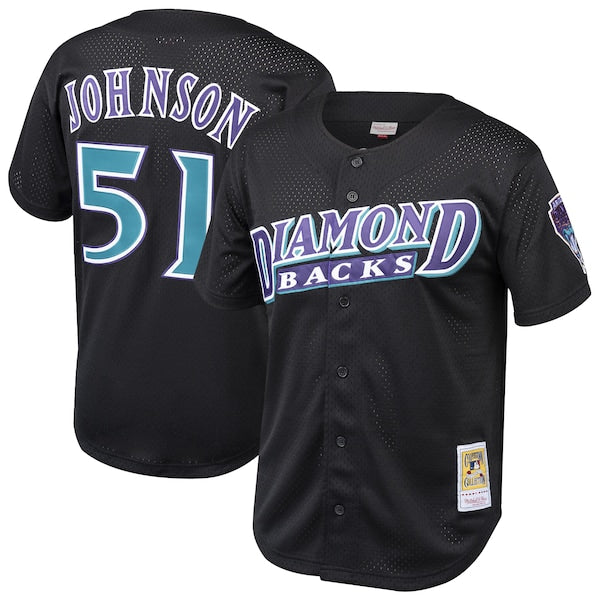 Randy Johnson Arizona Diamondbacks Cooperstown Collection Mesh Batting Practice Button-Up Jersey? - Black