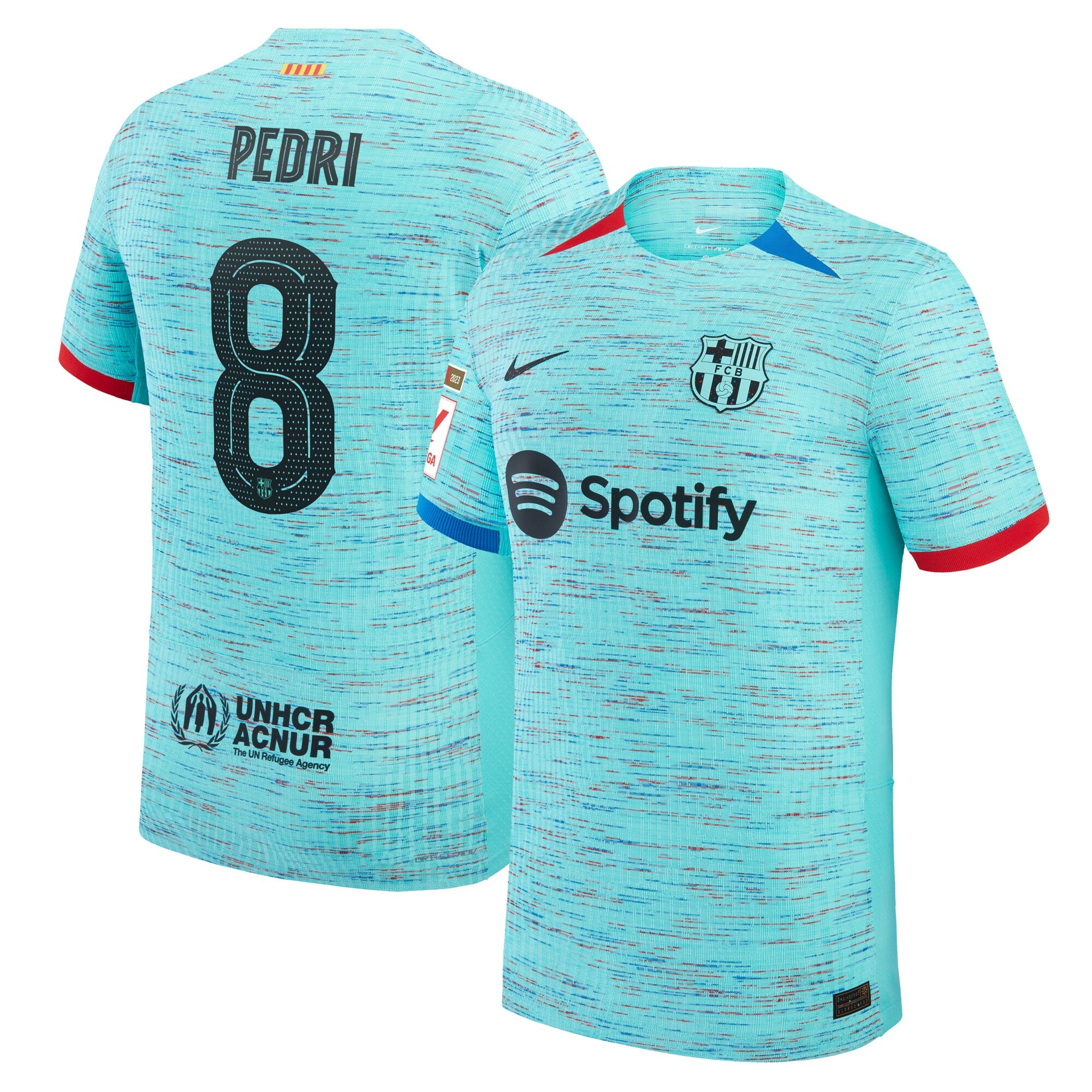Pedri Barcelona Nike 2023/24 Away Authentic Jersey - White/Aqua/Royal - Image 7