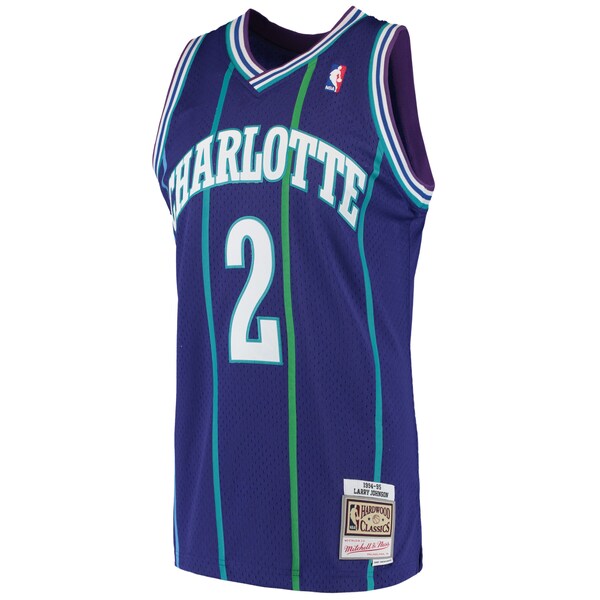 Larry Johnson Charlotte Hornets 1994/95 Hardwood Classics Swingman Jersey - Purple - Image 2