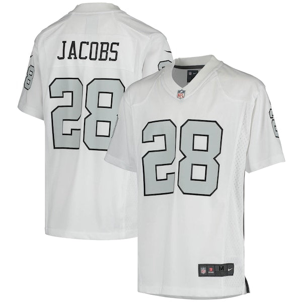 Josh Jacobs Las Vegas Raiders Nike Youth Color Rush Game Jersey - White/Black - Image 2