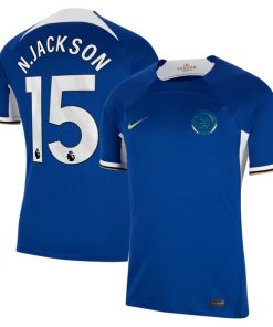 Alternative view of Nicolas Jackson Chelsea Nike 2023/24 Home Stadium Replica Jersey - Blue/Mint/Navy